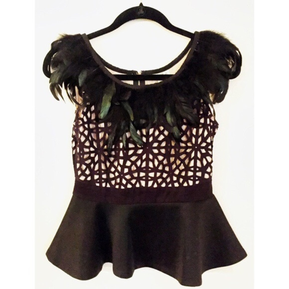 LF Stores Angel Biba Laser cut feather Peplum top